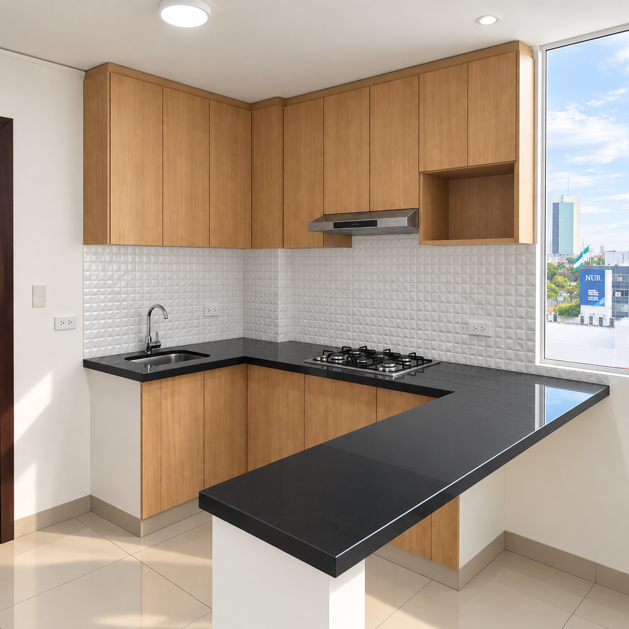 Cocina equipada del departamento de 2 habitaciones en Rachel Residenza